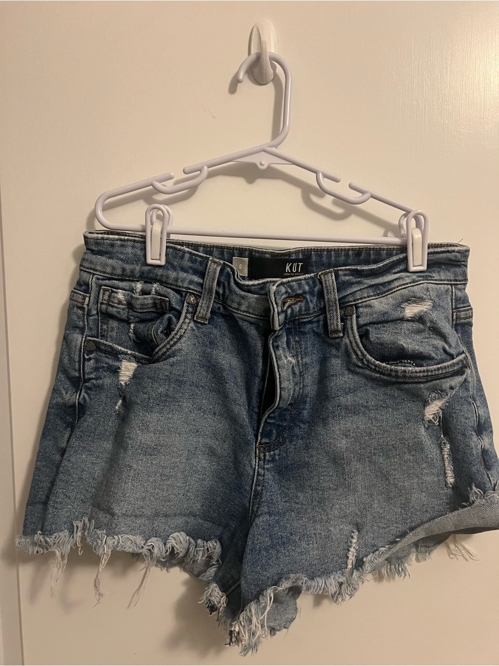 Kut from the Kloth Light Blue Distressed Denim Cutoff Shorts